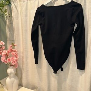 Tummy Control Black Long Sleeve Bodysuit